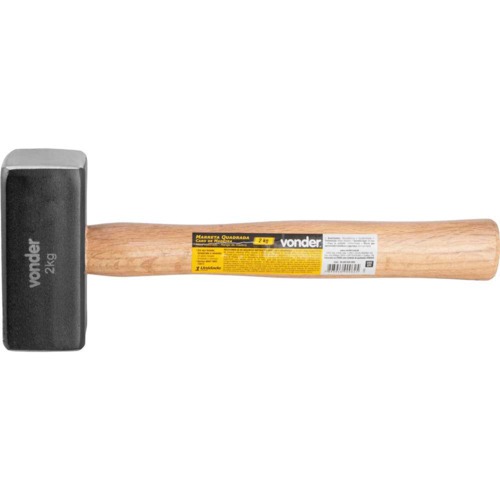 Marreta quadrada 2 kg com cabo em madeira Marreta quadrada 2 kg com cabo em madeira