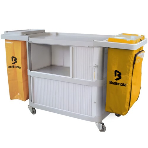 Carro funcional extra 2 bolsas amarela com porta