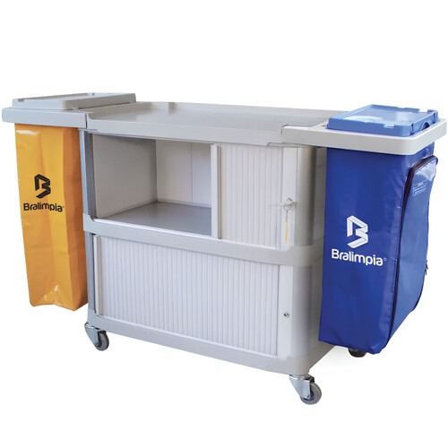 Carro funcional extra 2 bolsas amarela e azul com porta