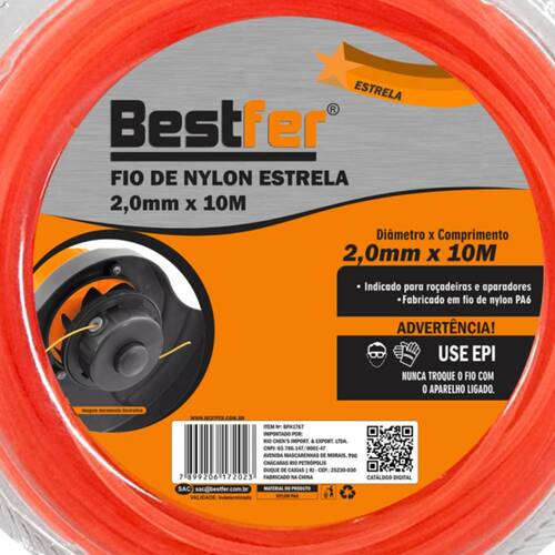 Fio de nylon estrela para ro�adeira 2,0 mm x 10 metros - BFH1767
