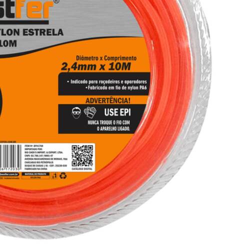 Fio de nylon estrela para ro�adeira 2,4 mm x 10 metros - BFH1768