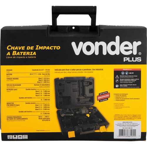 Chave de impacto bateria 20V 4Ah 3/4