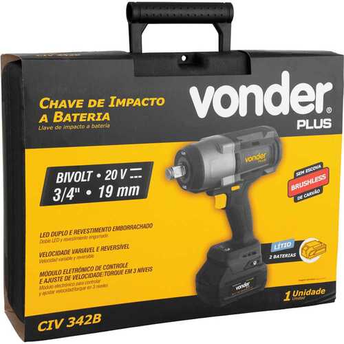 Chave de impacto bateria 20V 4Ah 3/4