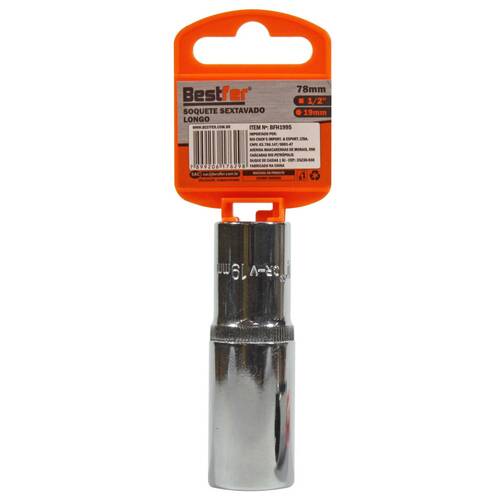 Soquete sextavado longo 19 mm com encaixe 1/2