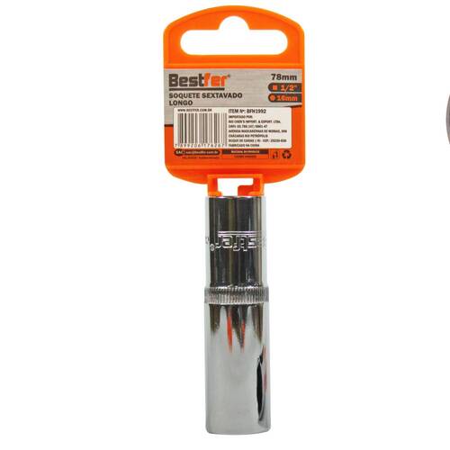 Soquete sextavado longo 16 mm com encaixe 1/2