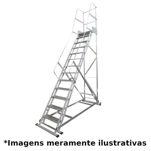 Escada plataforma de alum�nio 3.0 m com 11 degraus + patamar