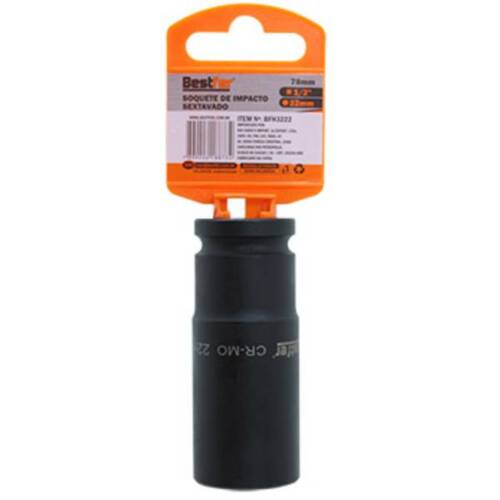Soquete sextavado de impacto longo 22 mm encaixe 1/2