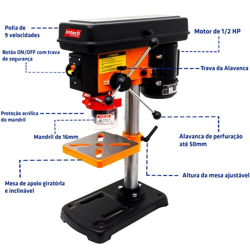Furadeira de bancada 1/2 hp mandril 5/8 Furadeira de bancada 1/2 hp mandril 5/8