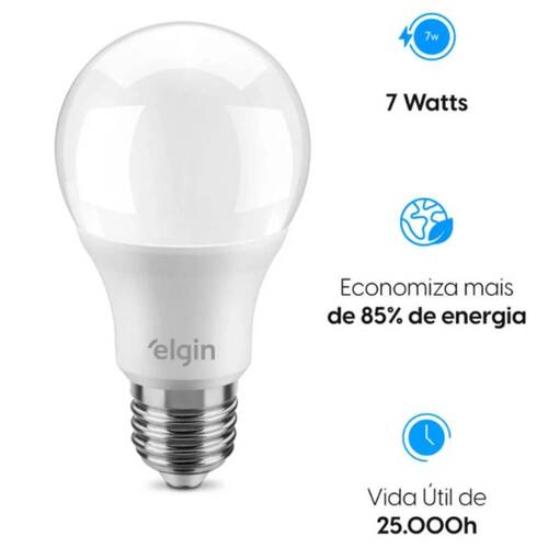 L�mpada led bulbo 7W 540 l�mens branca fria - LEDA55  110V/220V
