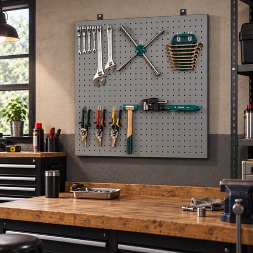 Painel para ferramentas perfurado metálico 900 x 900 mm - RLL-140 Painel para ferramentas perfurado metálico 900 x 900 mm - RLL-140