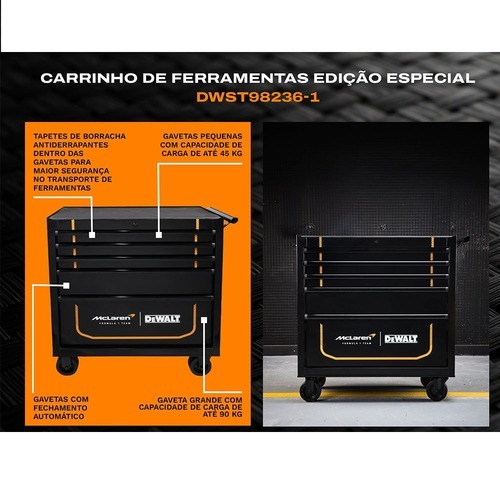 Carrinho para ferramentas fechado com 7 gavetas - Mclaren
