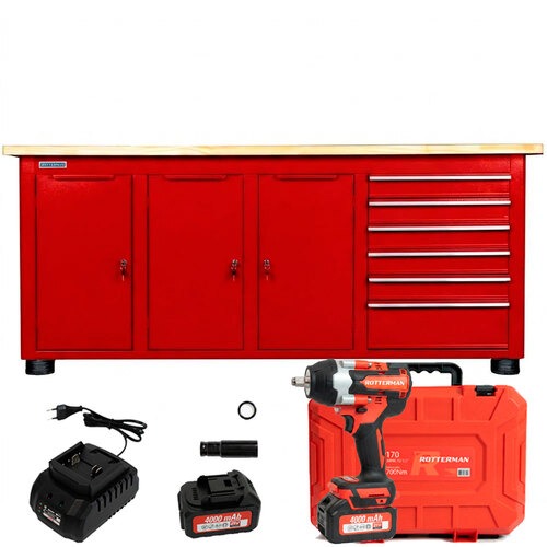 Kit Bancada 6 gavetas 3 portas RLL-214 + Chave de impacto bateria 21V 2 baterias RCI2170