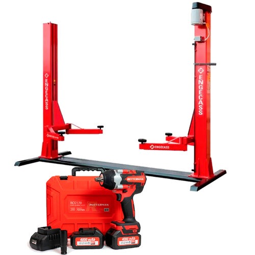 Kit Elevador automotivo 2,6t trif�sico EC-2600 + Chave de impacto bateria 21V 2 baterias RCI2170