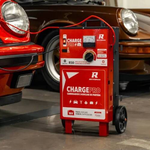 Kit Carregador bateria 12V 50A com auxiliar de partida - Charge PRO + Chave impacto Parafusadeira 21V 2 baterias RCI2135  110V/220V