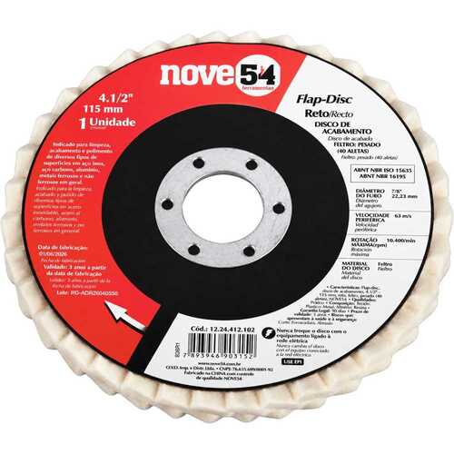 Disco de lixa Nove54 flap disc reto 4.1/2