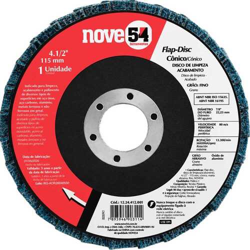 Disco de lixa Nove54 flap disc c�nico 4.1/2