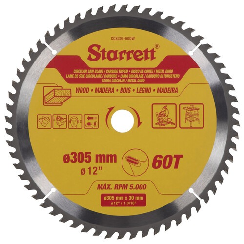 Disco de serra para madeira 305 x 30 mm 60 dentes - CCS305-60DW