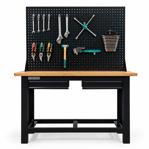 Bancada com 2 gavetas e painel para ferramentas perfurado met�lico - RLL-215P