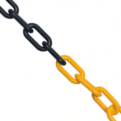 Corrente pl�stica de 6 mm pacote com 10 metros amarela e preta