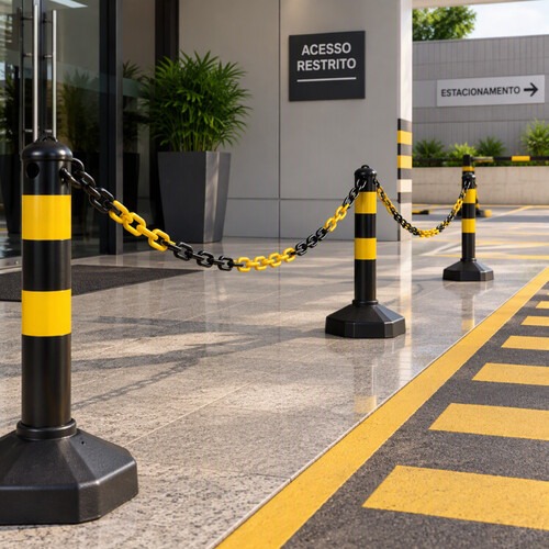 Corrente pl�stica de 6 mm pacote com 10 metros amarela e preta