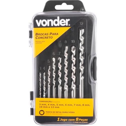 Jogo de broca de w�dea para concreto de 3 a 12 mm com 8 pe�as 
