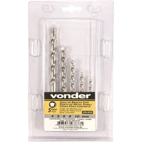 Jogo de brocas de w�dea 4 a 10 mm com 05 pe�as 