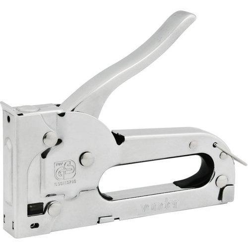 Grampeador manual em chapa de a�o cromado capacidade de 4 a 8 mm