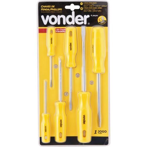 Jogo de chaves fenda e phillips com 6 pe�as