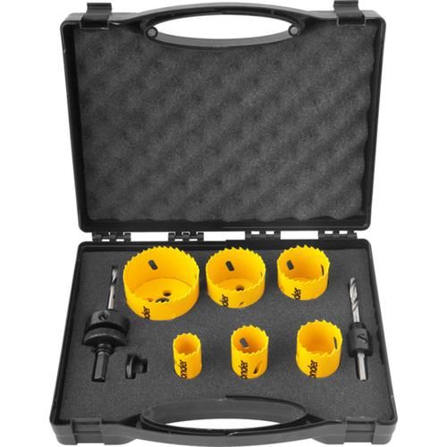 Jogo de serras copo bimetal em a�o r�pido com 9 pe�as - SCV 300