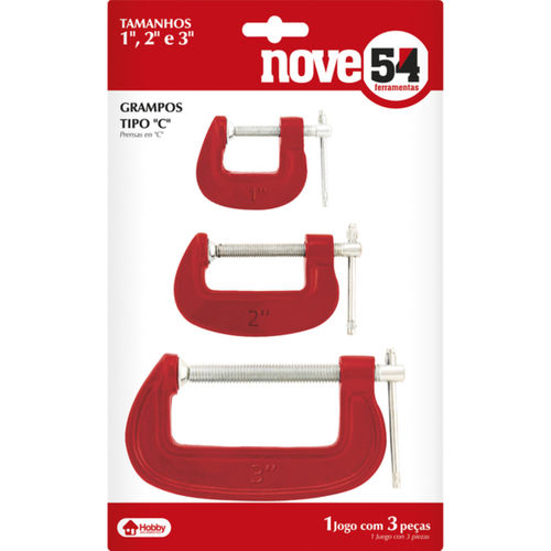 Jogo de grampos tipo C com 3 pe�as
