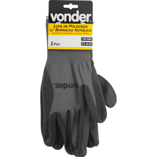 Luva de poliamida com borracha nitrílica tamanho 9 - PNV 0900 Luva de poliamida com borracha nitrílica tamanho 9 - PNV 0900