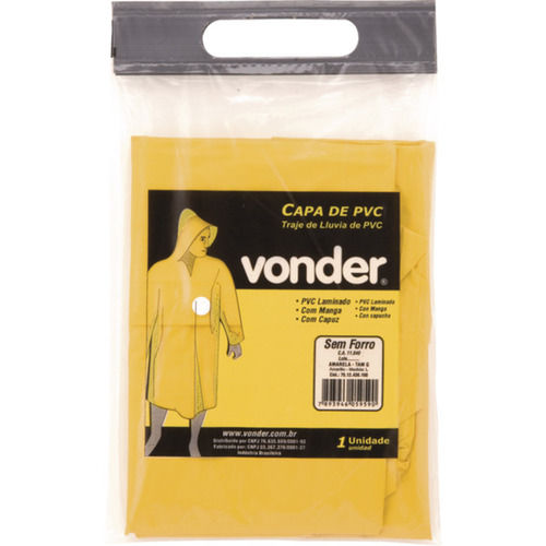 Capa de chuva em PVC laminado sem forro amarela G Capa de chuva em PVC laminado sem forro amarela G