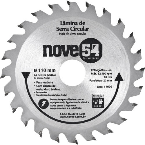 Disco de serra para madeira 110 x 20 mm 24 dentes