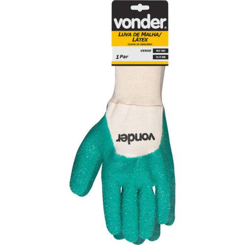 Luva de malha com l�tex verde - MLV 1002