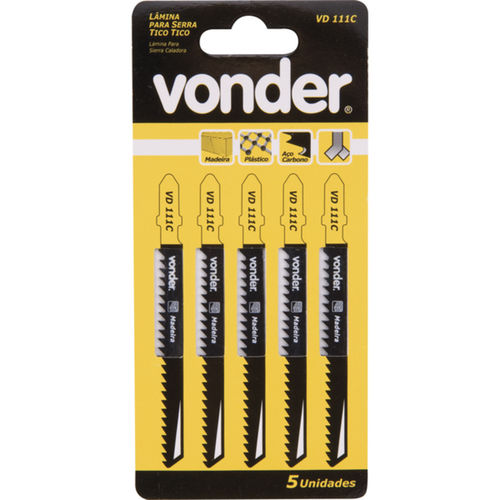 L�mina serra tico tico 100 mm 8 dentes para madeira  5 pe�as - VD 111C 