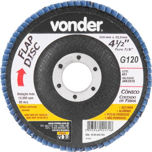 Disco de lixa flap disc c�nico 4 1/2
