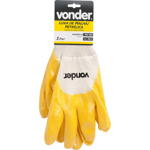 Luva de malha com borracha nitr�lica amarela tamanho 10 MNV 0002