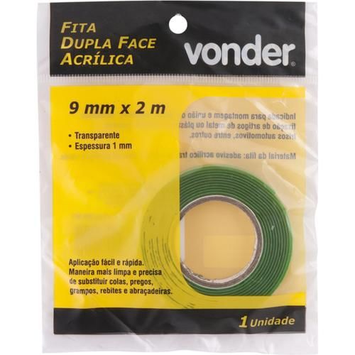 Fita dupla face acrílica, 9 mm x 2 metros Fita dupla face acrílica, 9 mm x 2 metros