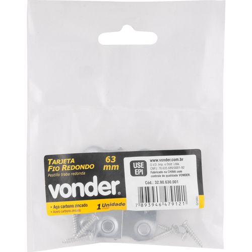 Tarjeta fio redondo zincada 63 mm Tarjeta fio redondo zincada 63 mm