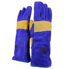 Luva de raspa para solda com refor�o 15 cm azul