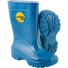 Bota infantil de PVC azul com forro  