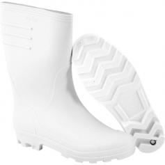 Bota de PVC branca cano m�dio com forro 