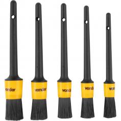 Jogo de pinc�is para detalhamento automotivo com 5 pe�as