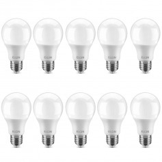 Kit 10 L�mpadas led bulbo 9W 810 l�mens branca morna - A60