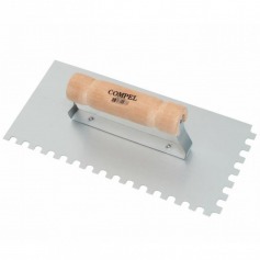 Desempenadeira em a�o dentada com cabo de madeira 12 x 25,5 cm