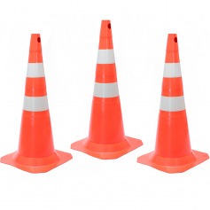 Kit 3 Cones para sinaliza��o 50 cm com 2 faixas - RM-43