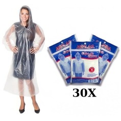 Kit 30 Capas de chuva descart�veis transparentes - B2W021