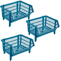 Cesto expositor pl�stico empilh�vel 24 x 44 x 34 cm COPAZ 3 Pe�as