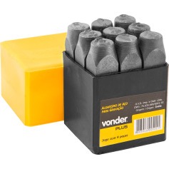 Jogo de algarismo de a�o para grava��o 5 mm - 9 pe�as