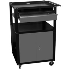 Rack m�vel semi fechado para computador com gaveta - Dark